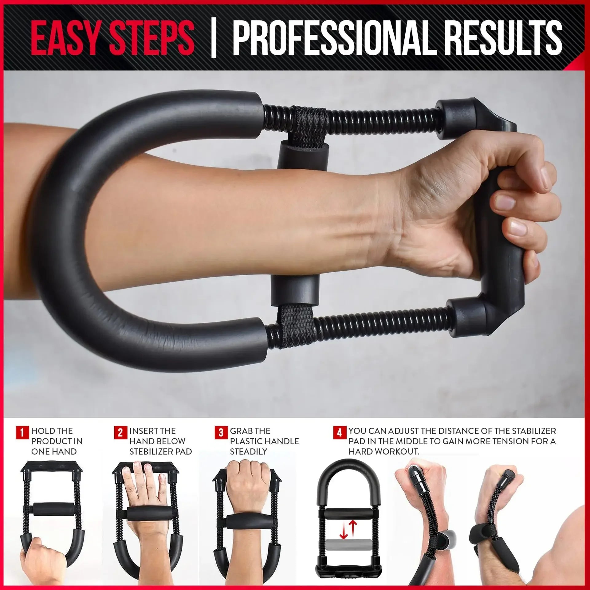 Adjustable Wrist and Forearm Strengthener - Hand Grip Trainer