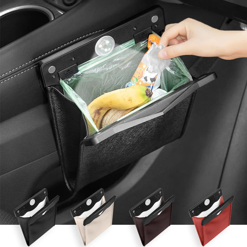 Car Front Seat LED Waterproof Magnetic Adsorption Garbage Bin